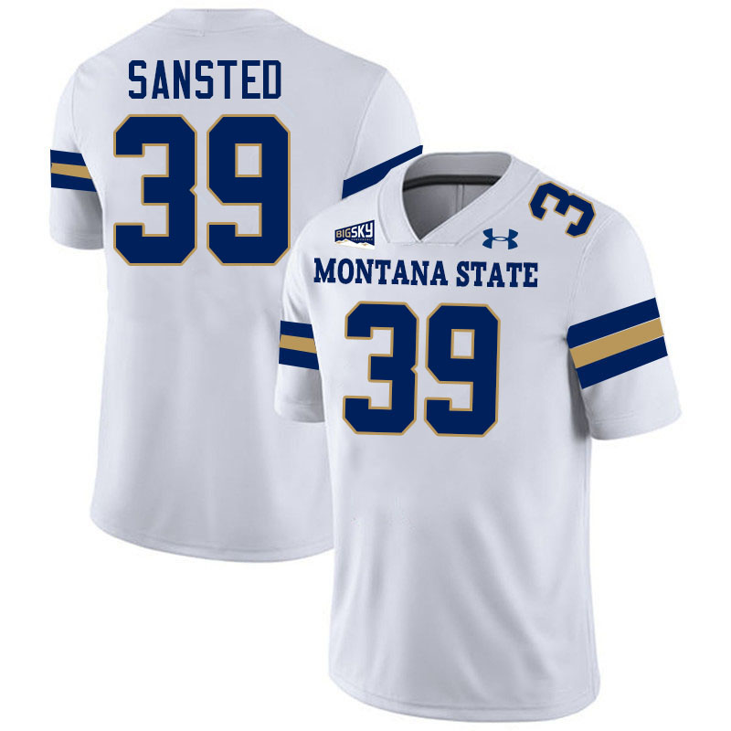 Montana State Bobcats #39 Myles Sansted College Football Jerseys,Uniforms Stitched-White